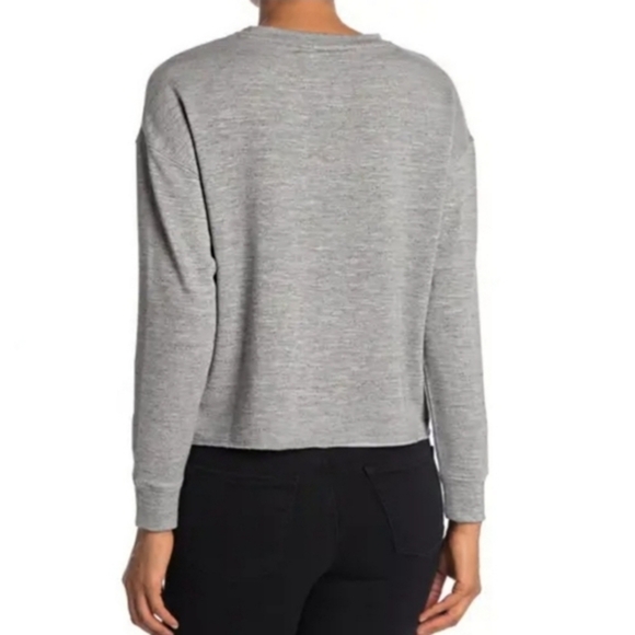 For The Republic ✦ Super Soft French Terry Knit Top ✦ Grey Crew Neck Sweatshirt - Picture 3 of 9